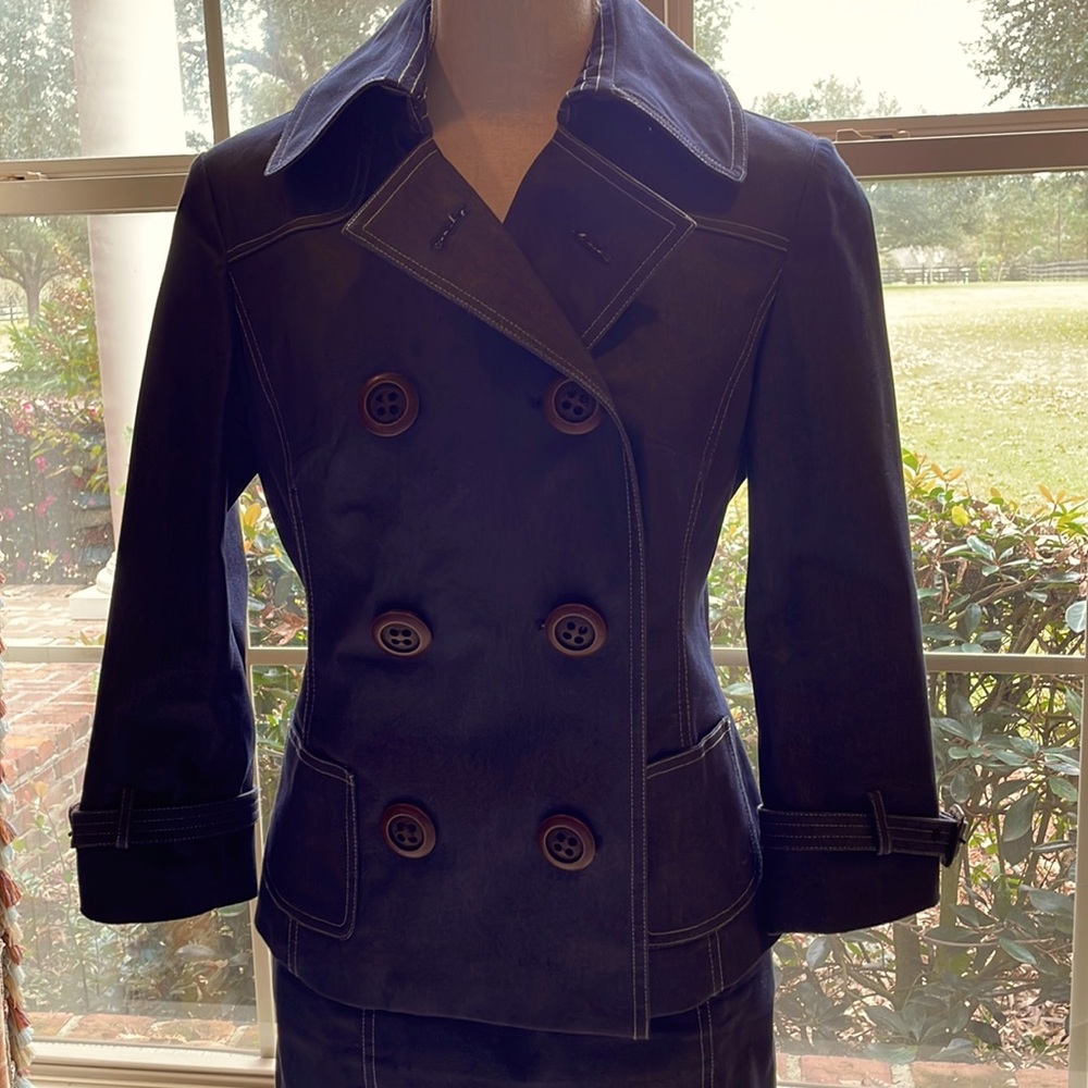 Etcetera Denim Double Breasted Jacket and Skirt Set